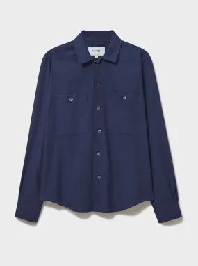 Recycled Italian Flannel Double Pocket-Shirt - Black