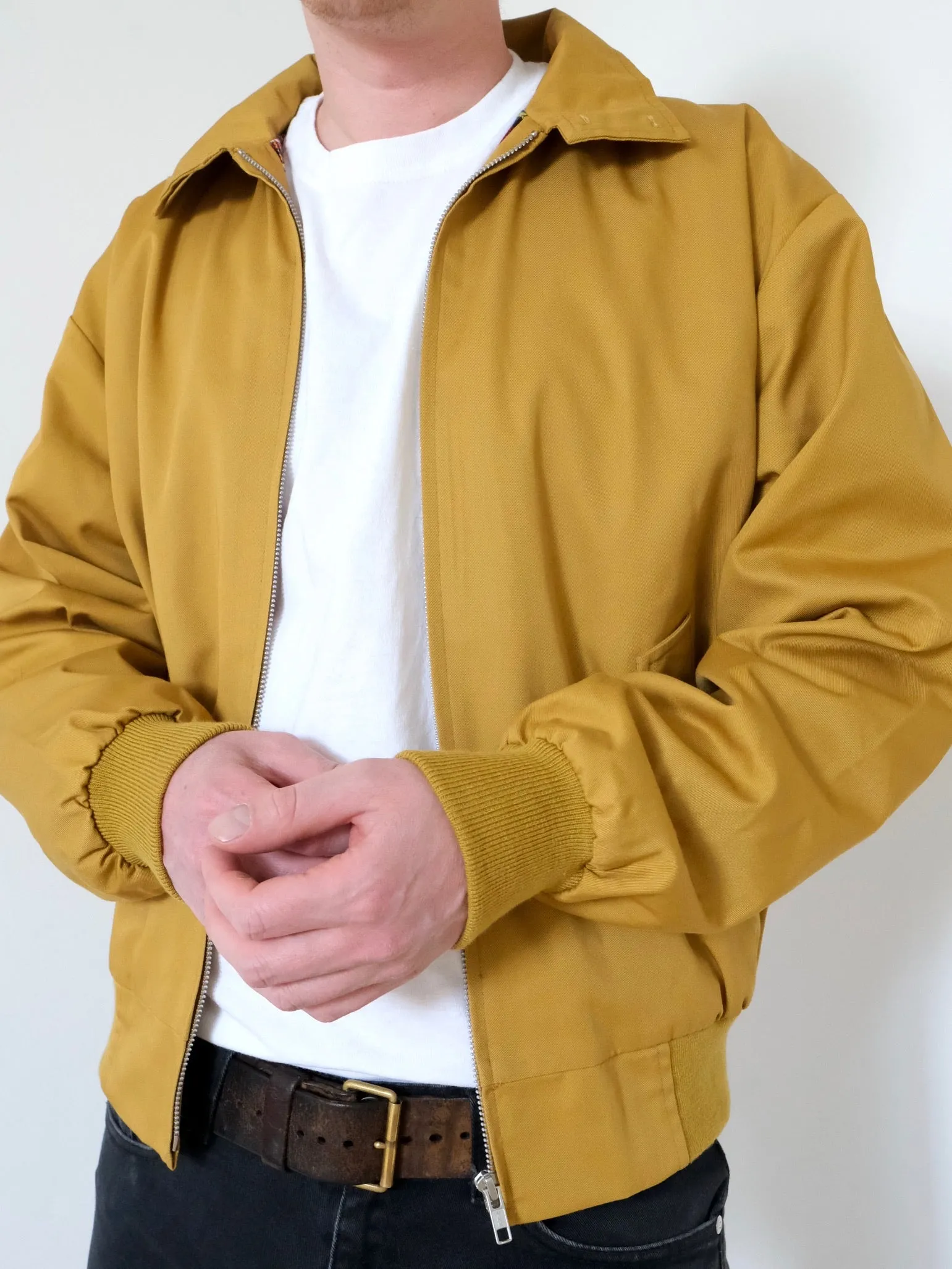 Relco Harrington Jacket With Tartan Lining - MUSTARD
