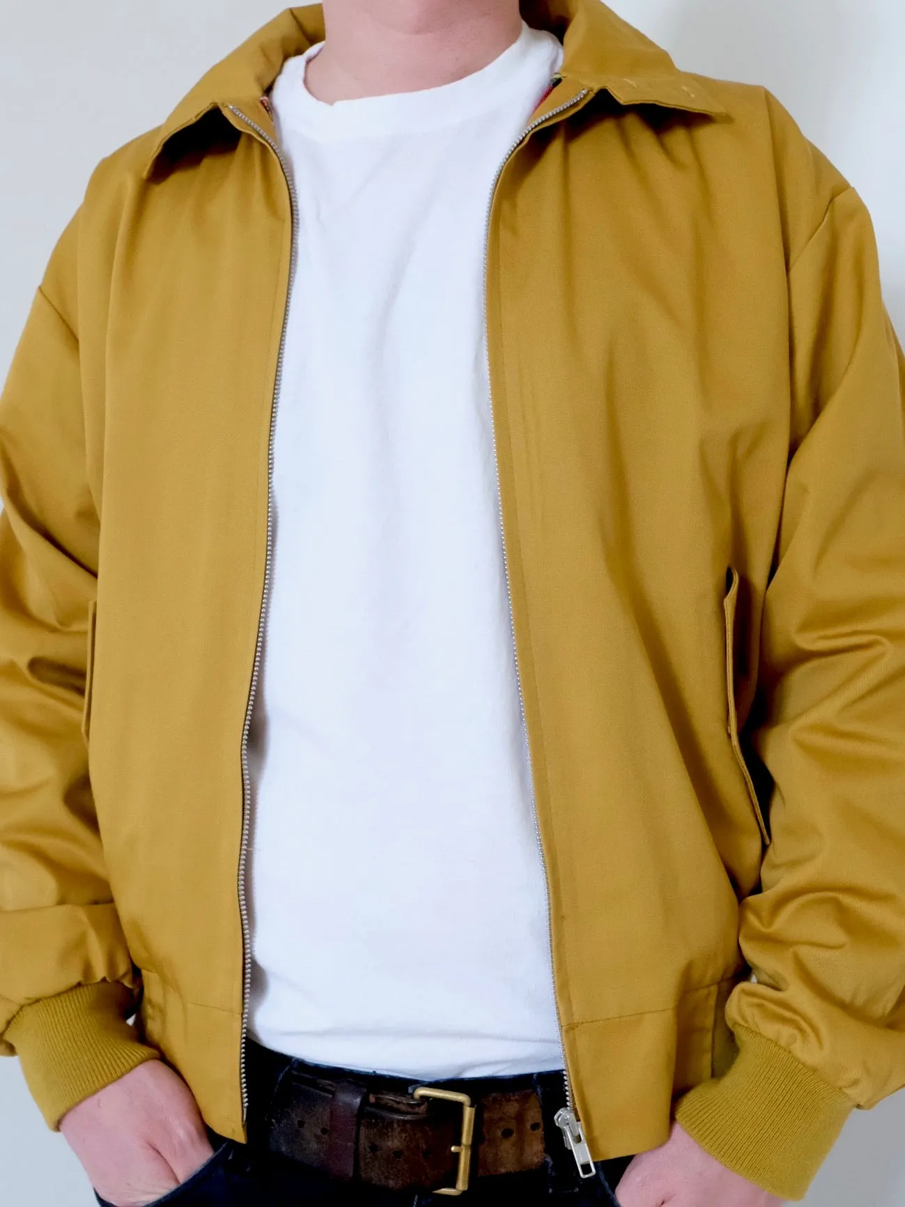 Relco Harrington Jacket With Tartan Lining - MUSTARD