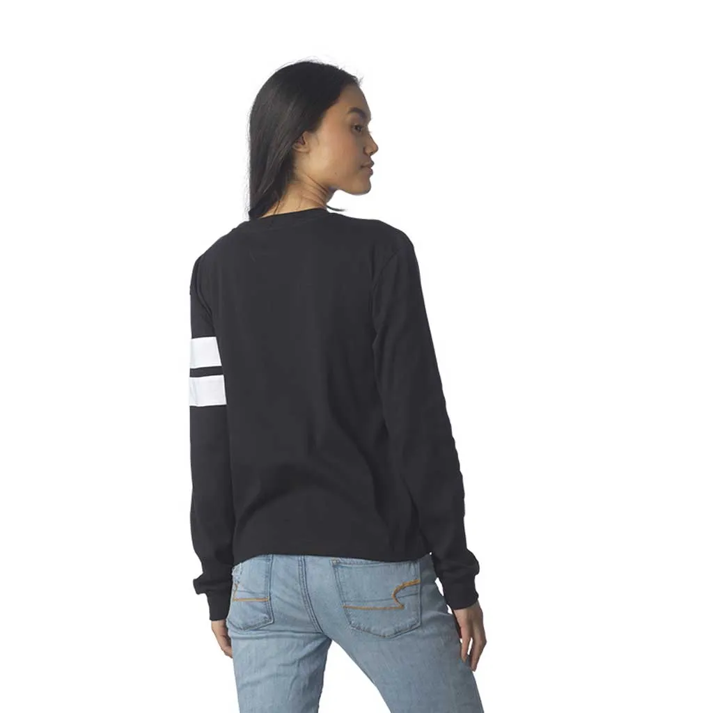Santa Cruz Women's Classic Dot Sleeve Stipes L/S Boyfriend Top - Vintage Black