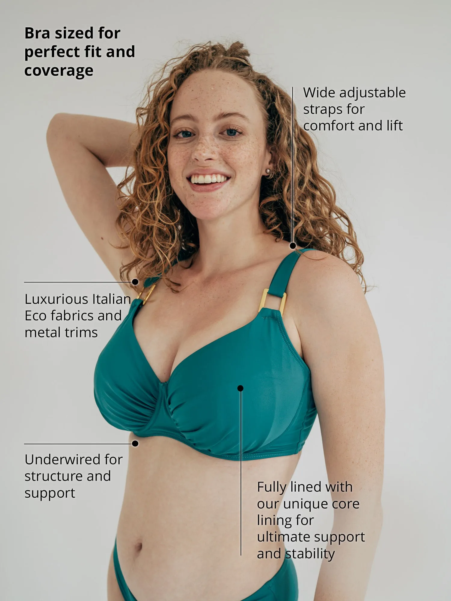 SECRET SUPPORT Full Cup DD  Bikini Top Teal Blue