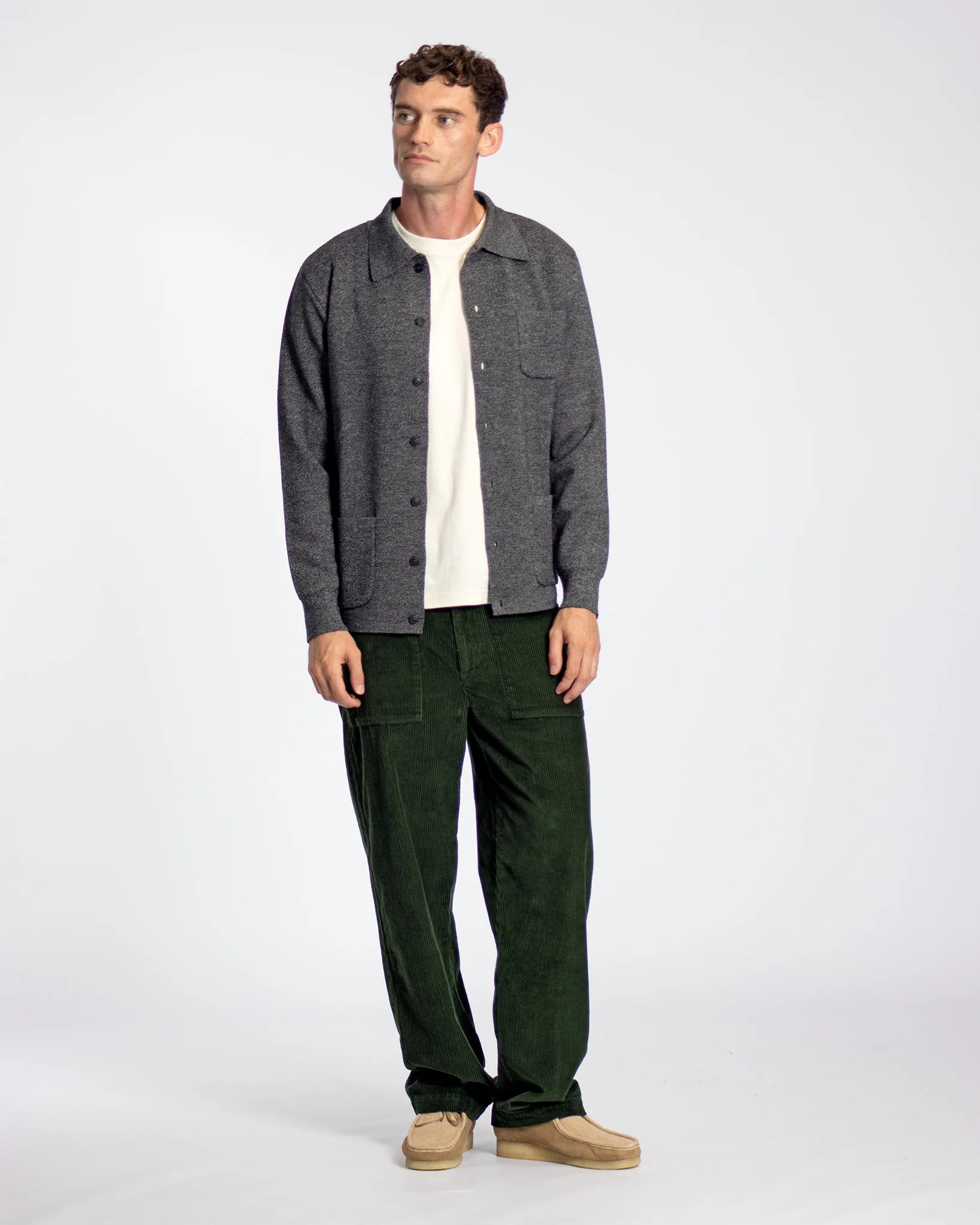 Station Cardigan - Grey Melange Organic Cotton