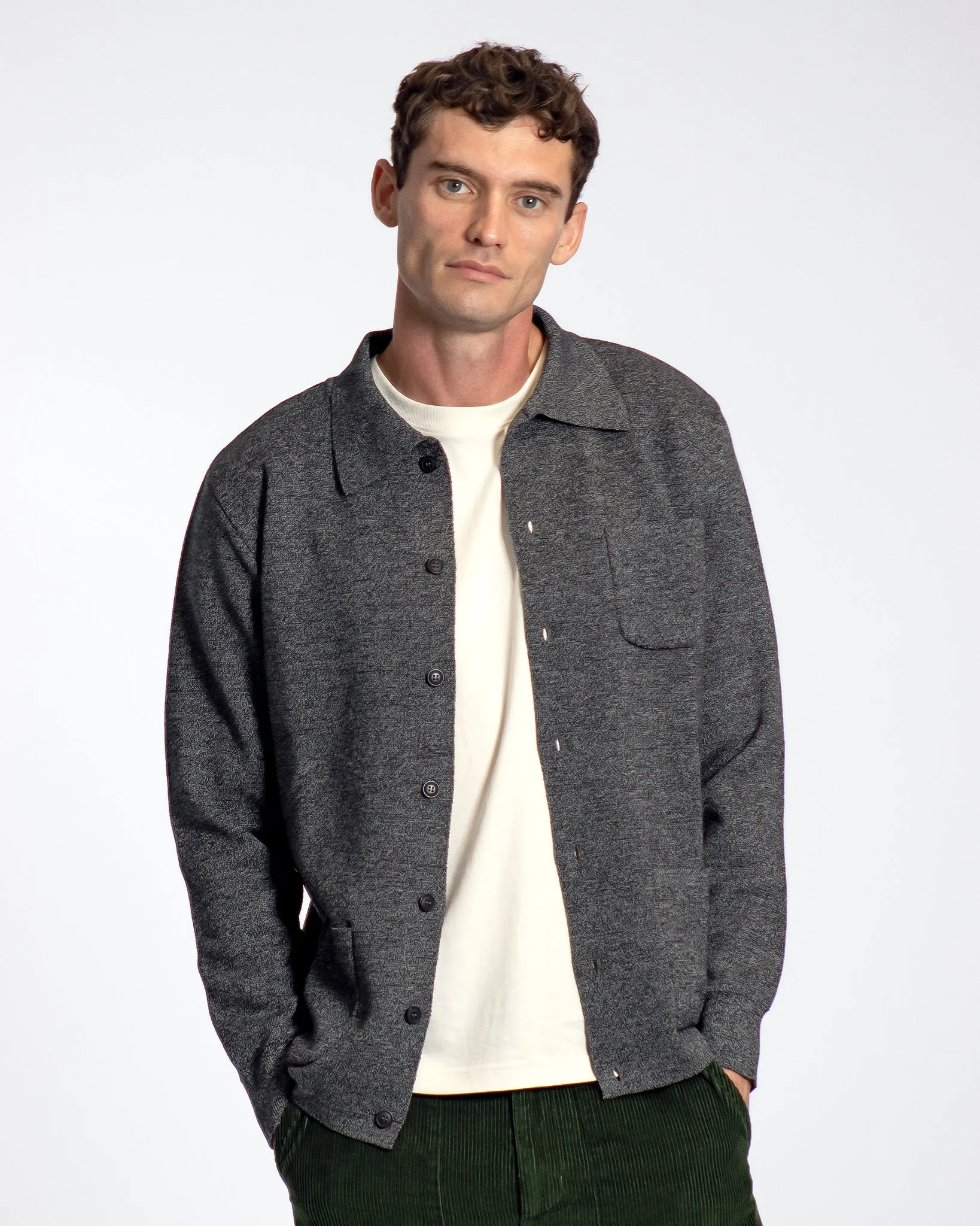 Station Cardigan - Grey Melange Organic Cotton