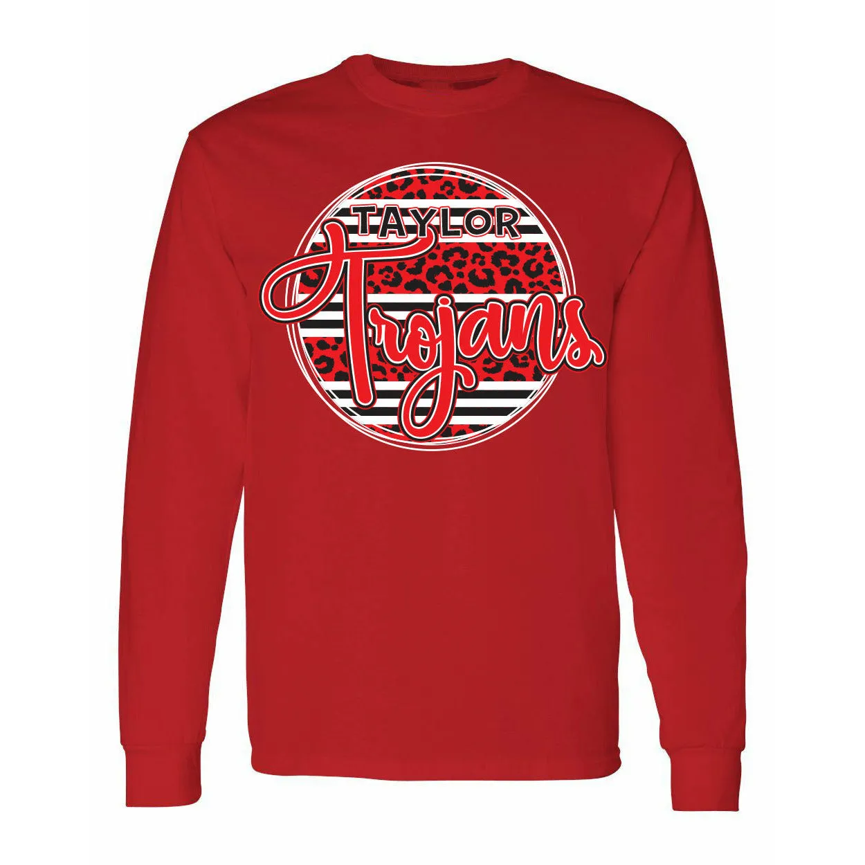 Taylor Trojans - Animal Print Stripe Circle Long Sleeve T-Shirt