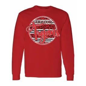 Taylor Trojans - Animal Print Stripe Circle Long Sleeve T-Shirt