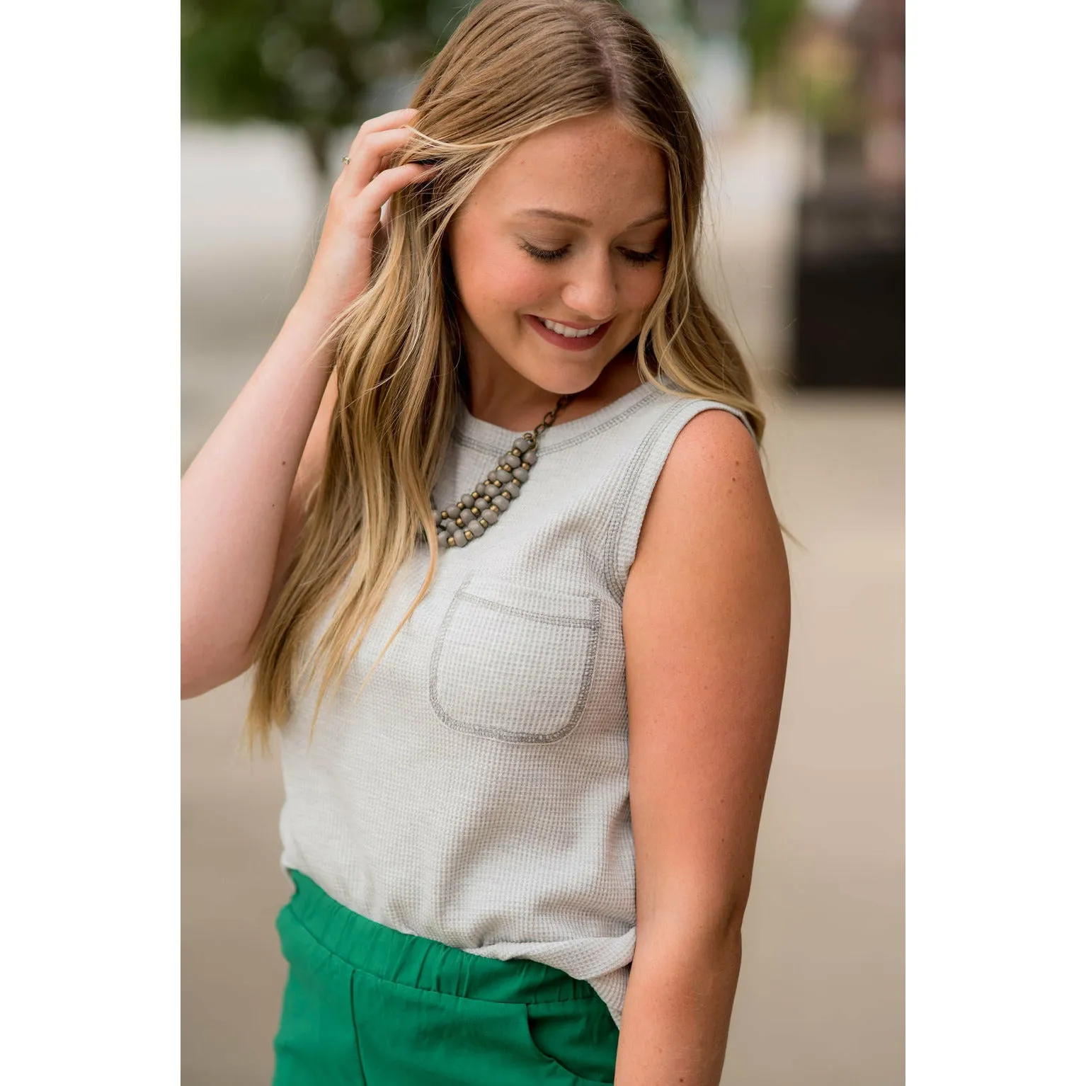 Thermal Pocket Back Zip Tank