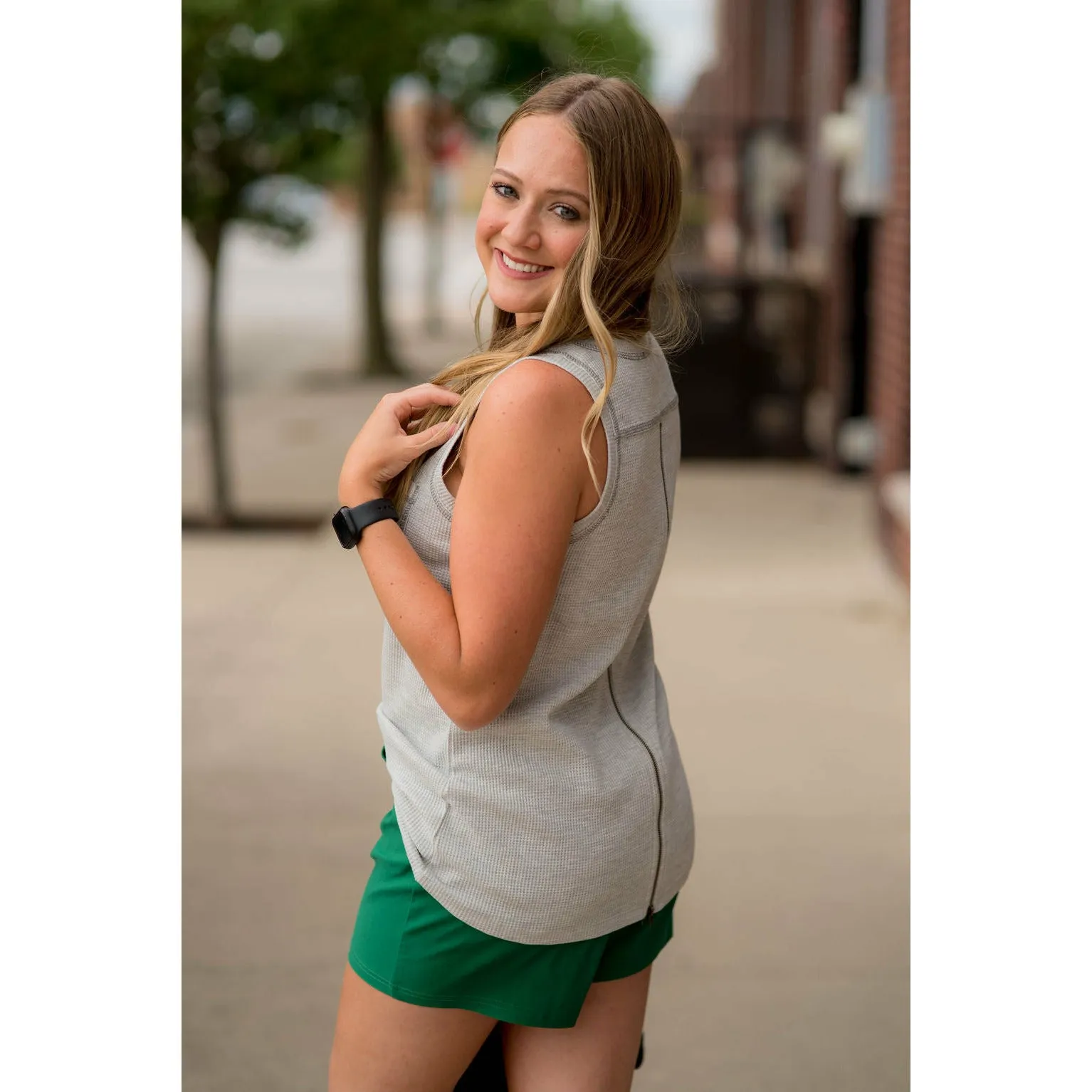 Thermal Pocket Back Zip Tank