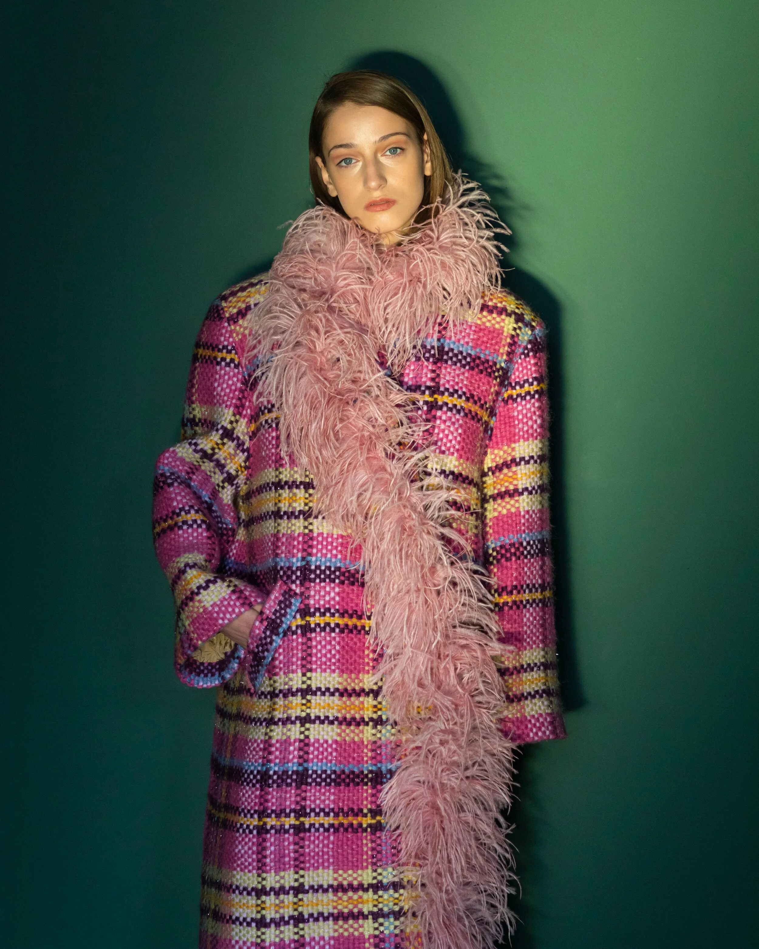 Tweed Boa Coat