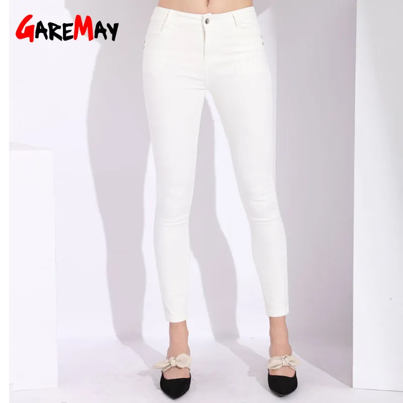 White Jeans Woman Push Up Plus Size Black Jeans For Women Denim White Pant Cotton Jeans Woman High Waist Skinny Jean Femme